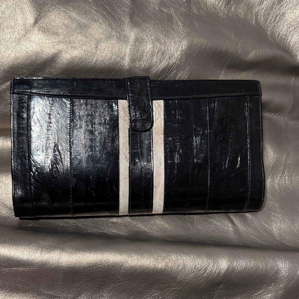 Elegant Black Eel Skin Unisex Clutch